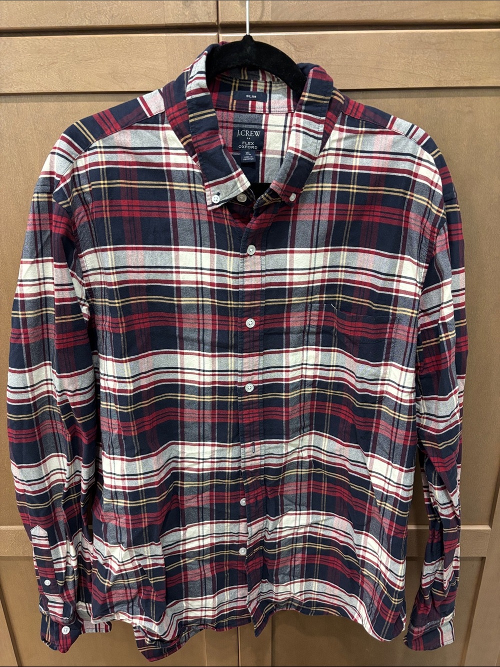 J.Crew Men's Red & Navy Plaid Button-Down Shirt